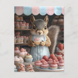Cartes Pour Fêtes Annuelles Cuire l'écureuil avec Cupcake