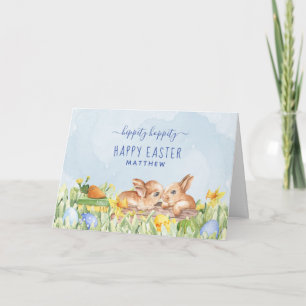 Cartes Pour Fêtes Annuelles Cuisine Aquarelle Bunnies Personnalisé Pâques