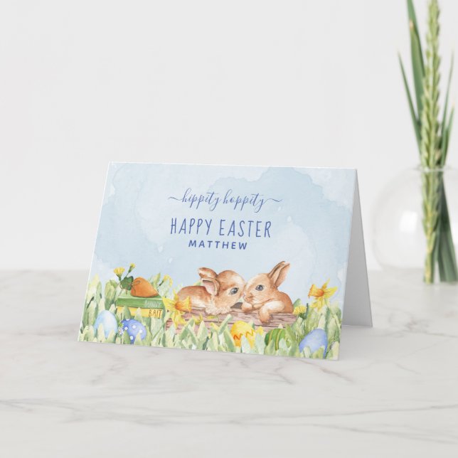 Cartes Pour Fêtes Annuelles Cuisine Aquarelle Bunnies Personnalisé Pâques (Devant)