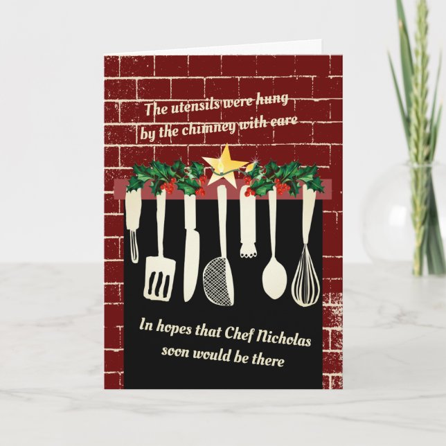 Cartes Pour Fêtes Annuelles Cuisine cuisine ustensiles de cuisine drôle culina (Devant)
