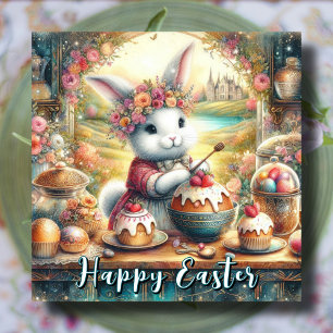 Cartes Pour Fêtes Annuelles Cuisine de campagne mignonne Lapin de Pâques