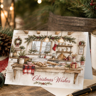 Cartes Pour Fêtes Annuelles Cuisine de Noël de Ferme Noël 