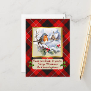 Cartes Pour Fêtes Annuelles Cunningham Tartan avec Robin Personnalisé