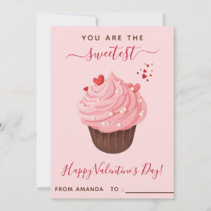 Cartes Pour Fêtes Annuelles Cupcake rose Filles Enfants Classe Saint Valentin