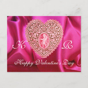 Cartes Pour Fêtes Annuelles CUPID LACE COEUR SILK FUCHSIA VÊTEMENT, Rouge rose