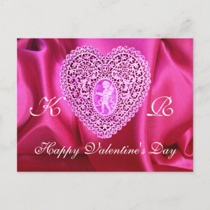 Cartes Pour Fêtes Annuelles CUPID LACE COEUR SOIE FUCHSIA VÊTEMENT, Violet ros