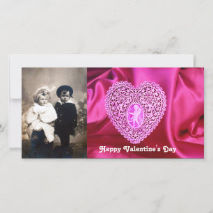 Cartes Pour Fêtes Annuelles CUPID LACE COEUR SOIE FUCHSIA VÊTEMENT, Violet ros