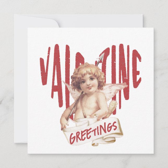 Cartes Pour Fêtes Annuelles Cupid Saint-Valentin salutations Cœur rouge Amour  (Devant)