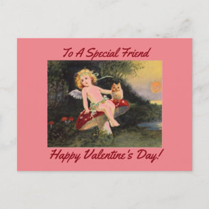 Cartes Pour Fêtes Annuelles Cupid vintage avec hibou