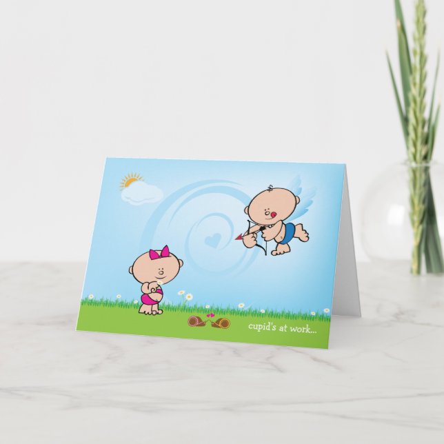 Cartes Pour Fêtes Annuelles Cupide avec flèche Valentine Love Card (Devant)
