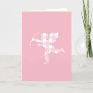 Cartes Pour Fêtes Annuelles Cupidon à carreaux rose