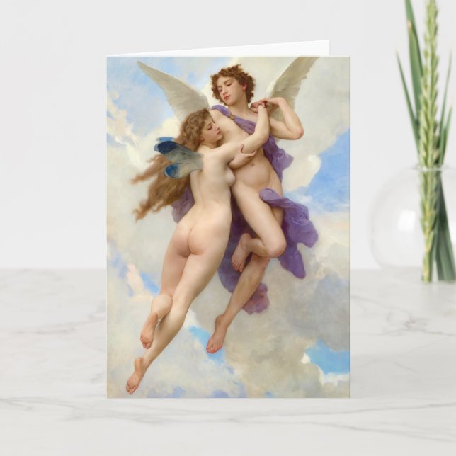Cartes Pour Fêtes Annuelles Cupidon et cru Bouguereau de psyché (Devant)