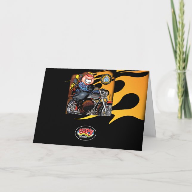 Cartes Pour Fêtes Annuelles CUPY moto noire (Devant)