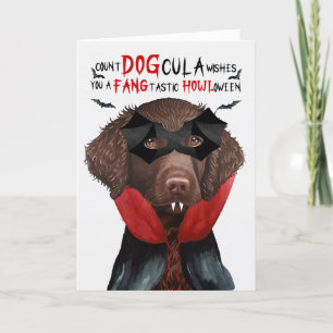 Cartes Pour Fêtes Annuelles Curly Coat Retriever drôle nombre DOGcula Hallowee