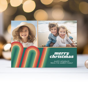 Cartes Pour Fêtes Annuelles Curvy Retro Art Line - 2 Photo - Joyeux Noël