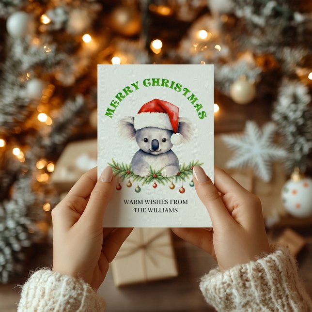 Cartes Pour Fêtes Annuelles Custom Aussie Wildlife Koala Family Christmas Card (Créateur téléchargé)