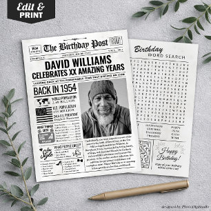 Cartes Pour Fêtes Annuelles Custom Back in 1954 Newspaper Birthday Card, Trend