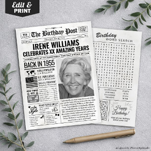 Cartes Pour Fêtes Annuelles Custom Back in 1955 Newspaper Birthday Card, Trend