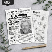 Custom Back in 1959 Newspaper Birthday Card, Trend