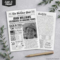 Custom Back in 1968 Newspaper Birthday Card, Trend