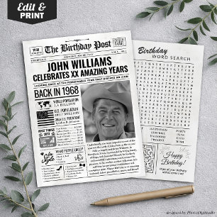 Cartes Pour Fêtes Annuelles Custom Back in 1968 Newspaper Birthday Card, Trend