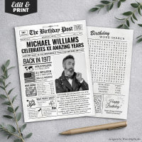 Custom Back in 1977 Newspaper Birthday Card, Trend