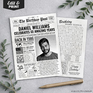 Cartes Pour Fêtes Annuelles Custom Back in 1986 Newspaper Birthday Card, Trend