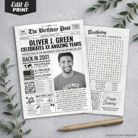 Custom Back in 2001 Newspaper Birthday Card, Trend