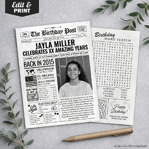 Cartes Pour Fêtes Annuelles Custom Back in 2015 Newspaper Birthday Card, Trend