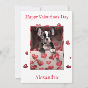 Cartes Pour Fêtes Annuelles Custom Boston Terrier dans Hearts Box Valentine