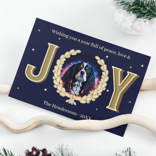 Cartes Pour Fêtes Annuelles Custom Charles Spaniel Chien Marine Gold Joie Noël
