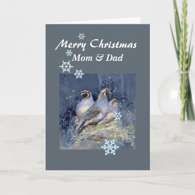 Cartes Pour Fêtes Annuelles Custom Christmas California Quail Bird Scripture (Devant)