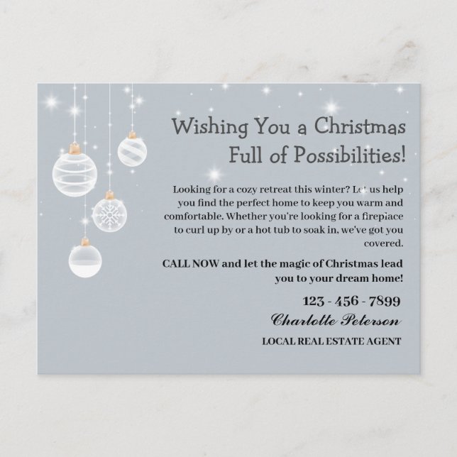 Cartes Pour Fêtes Annuelles Custom Christmas Immobilier Marketing Agriculture (Devant)