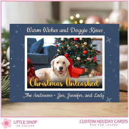 Cartes Pour Fêtes Annuelles Custom Dog Photo Christmas Unleashed
