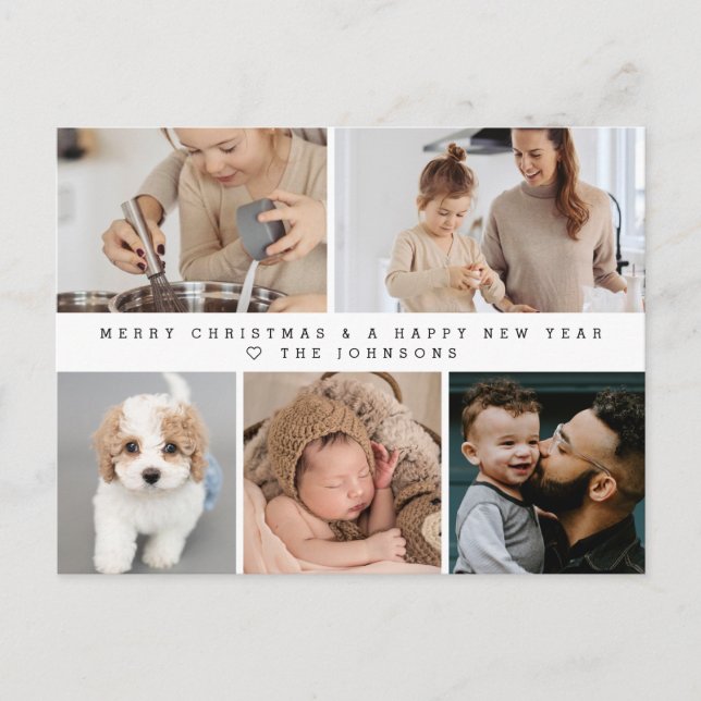 Cartes Pour Fêtes Annuelles Custom Family Modern Multi Photo Holiday New Year (Devant)