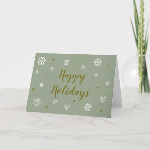 Cartes Pour Fêtes Annuelles Custom Happy Holidays Élégant Snowflakes Green