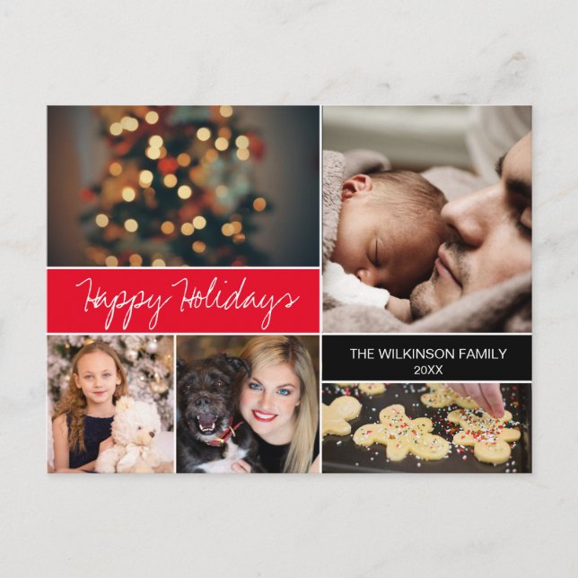 Cartes Pour Fêtes Annuelles Custom Happy Holidays Photos de famille Red Christ (Devant)