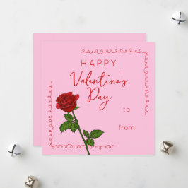 Cartes Pour Fêtes Annuelles Custom Happy Valentine’s Day Rose Square