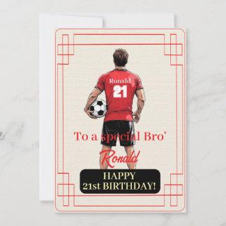 Cartes Pour Fêtes Annuelles Custom Name Number and Text Birthday Soccer Man