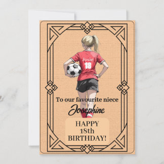 Cartes Pour Fêtes Annuelles Custom Name Number and Text Birthday Soccer Woman
