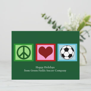 Cartes Pour Fêtes Annuelles Custom Peace Love Soccer Noël Football vert