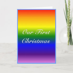 Cartes Pour Fêtes Annuelles Custom Rainbow flag LGBT Family First Christmas