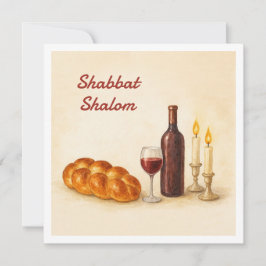 Cartes Pour Fêtes Annuelles Custom Shabbat Shalom Square Card with Family Name
