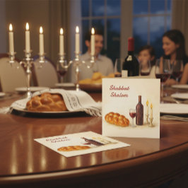 Cartes Pour Fêtes Annuelles Custom Shabbat Shalom Square Card with Family Name