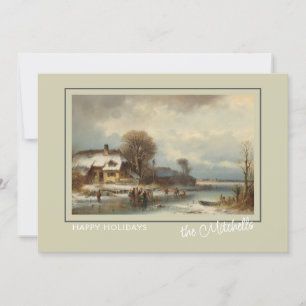 Cartes Pour Fêtes Annuelles Custom Winter Wonderland Paysage peinture d'art