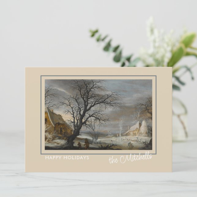 Cartes Pour Fêtes Annuelles Custom Winter Wonderland Paysage peinture d'art (Debout devant)