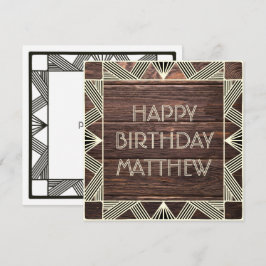 Cartes Pour Fêtes Annuelles Custom Wood Manly Moderne Chic Masculine Anniversa