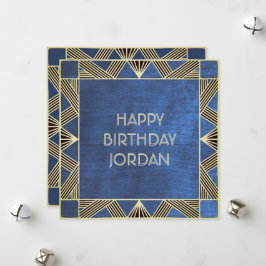 Cartes Pour Fêtes Annuelles Custom Wood Modern Marine Blue Masculine Anniversa