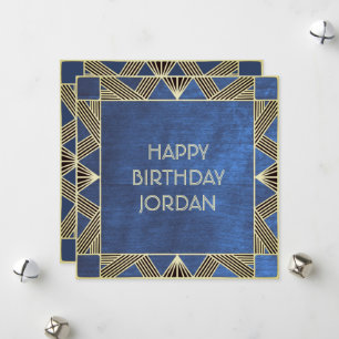 Cartes Pour Fêtes Annuelles Custom Wood Modern Marine Blue Masculine Anniversa