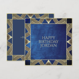 Cartes Pour Fêtes Annuelles Custom Wood Modern Marine Blue Masculine Anniversa